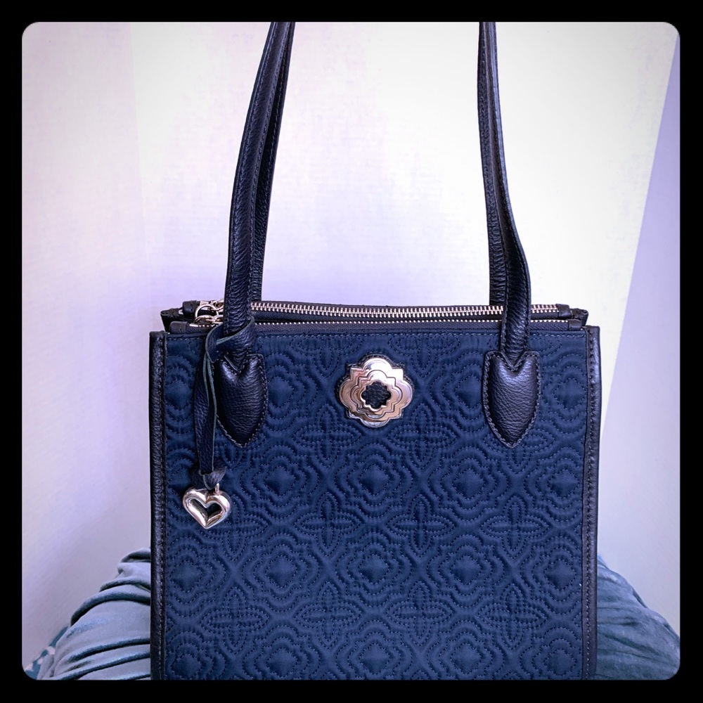 Brighton navy fabric/leather handbag